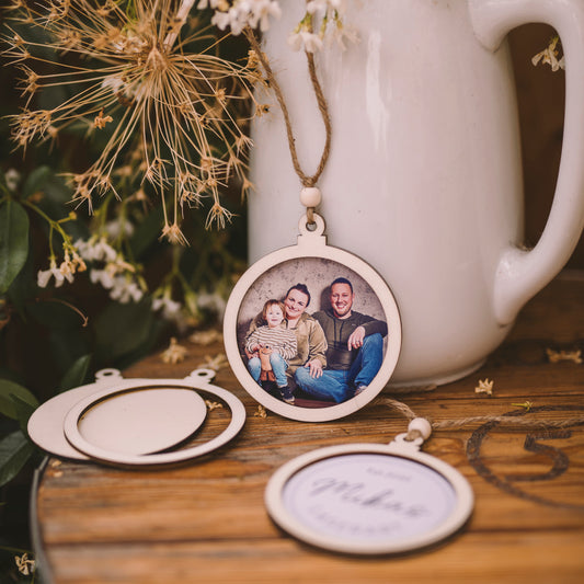 Holz-Weihnachtskugel zum Selbstgestalten | Foto einkleben