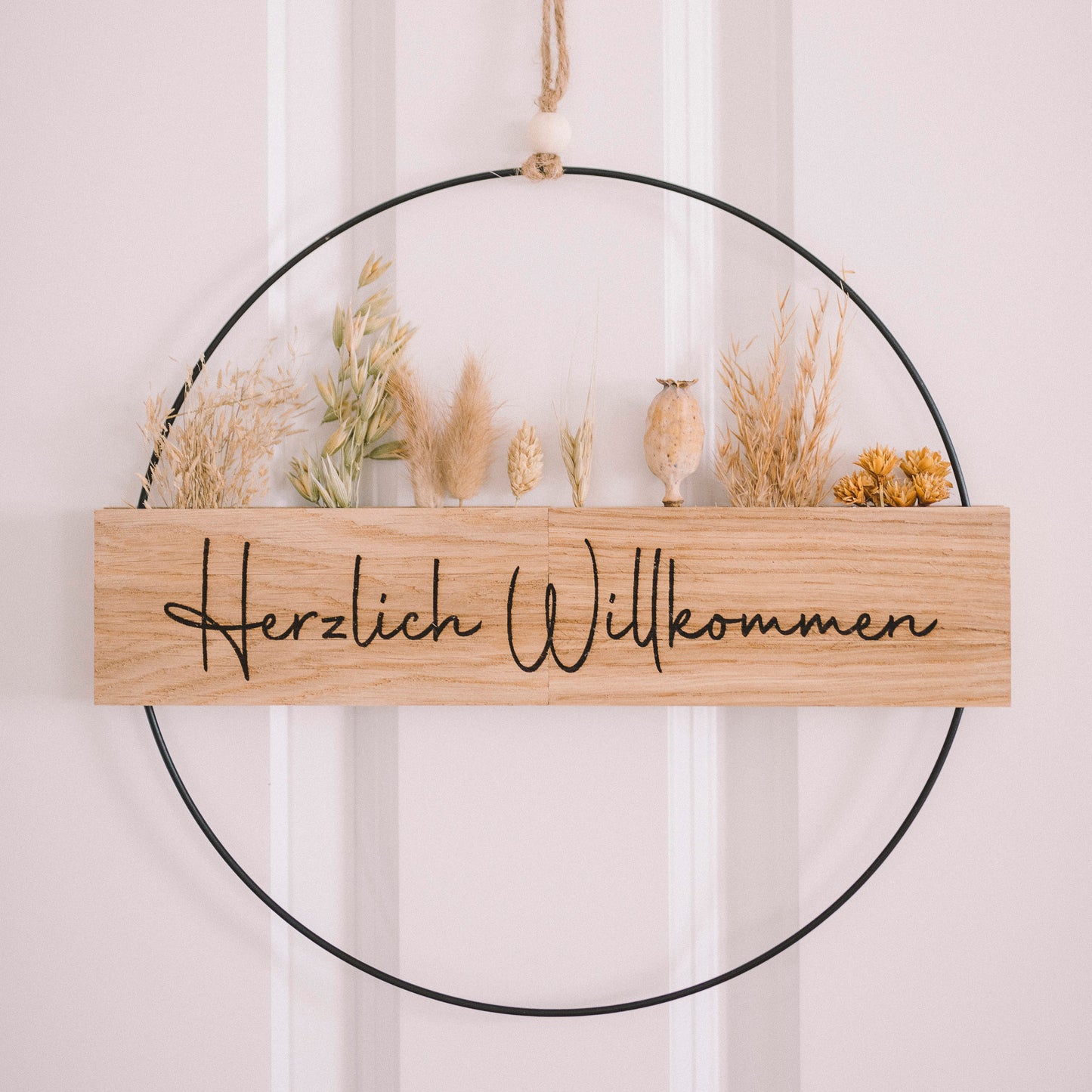 Metallring mit Eichenholz „Hereinspaziert“