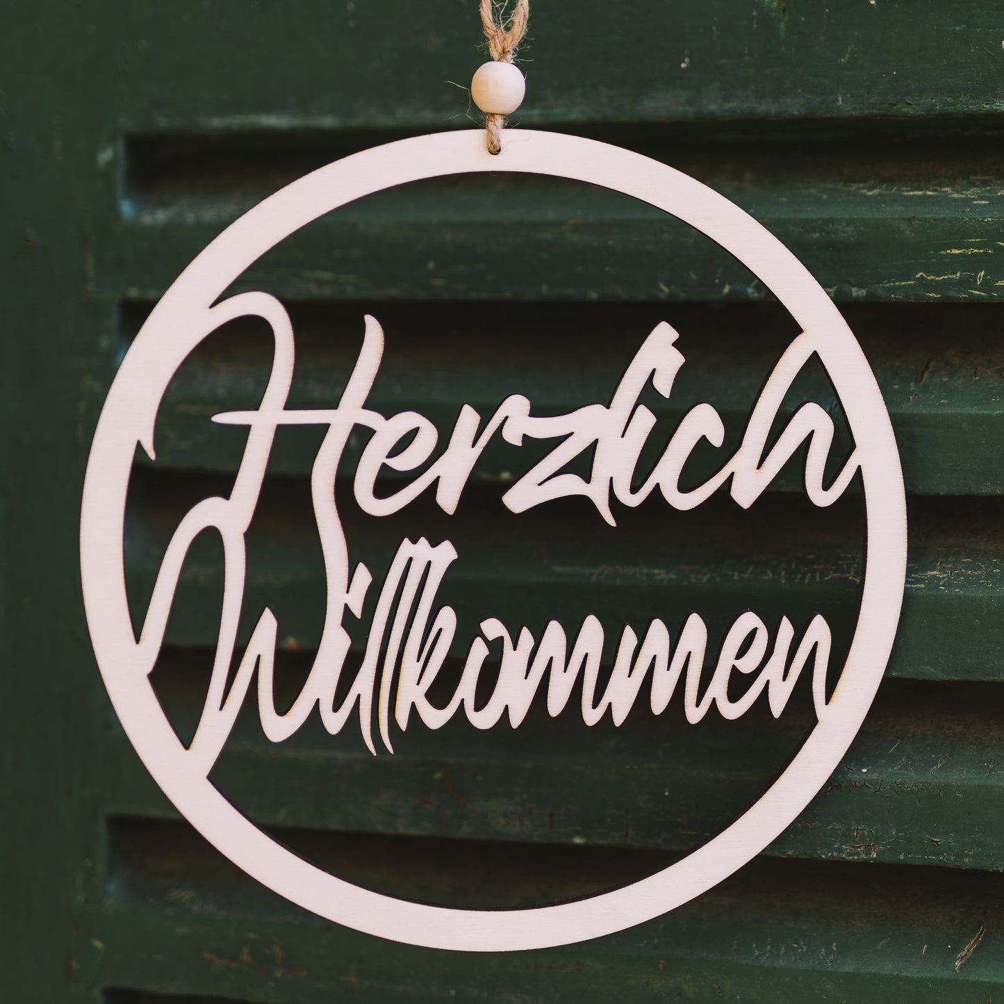 Trockenblumenkranz  Herzlich Willkommen Schriftzug