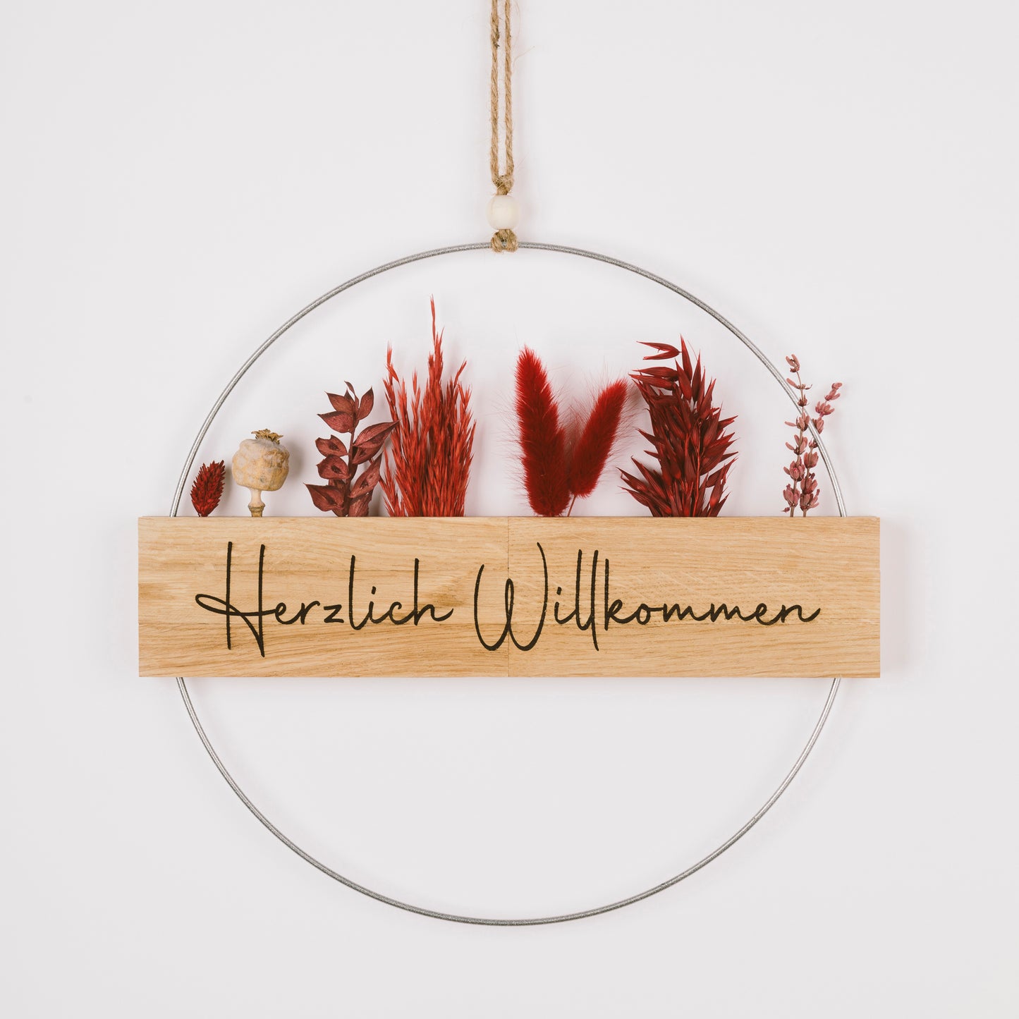 Metallring mit Eichenholz „Hereinspaziert“