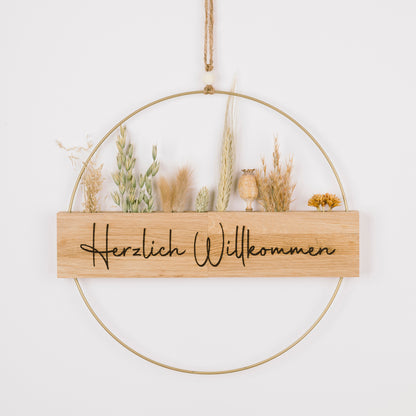 Metallring mit Eichenholz „Hereinspaziert“