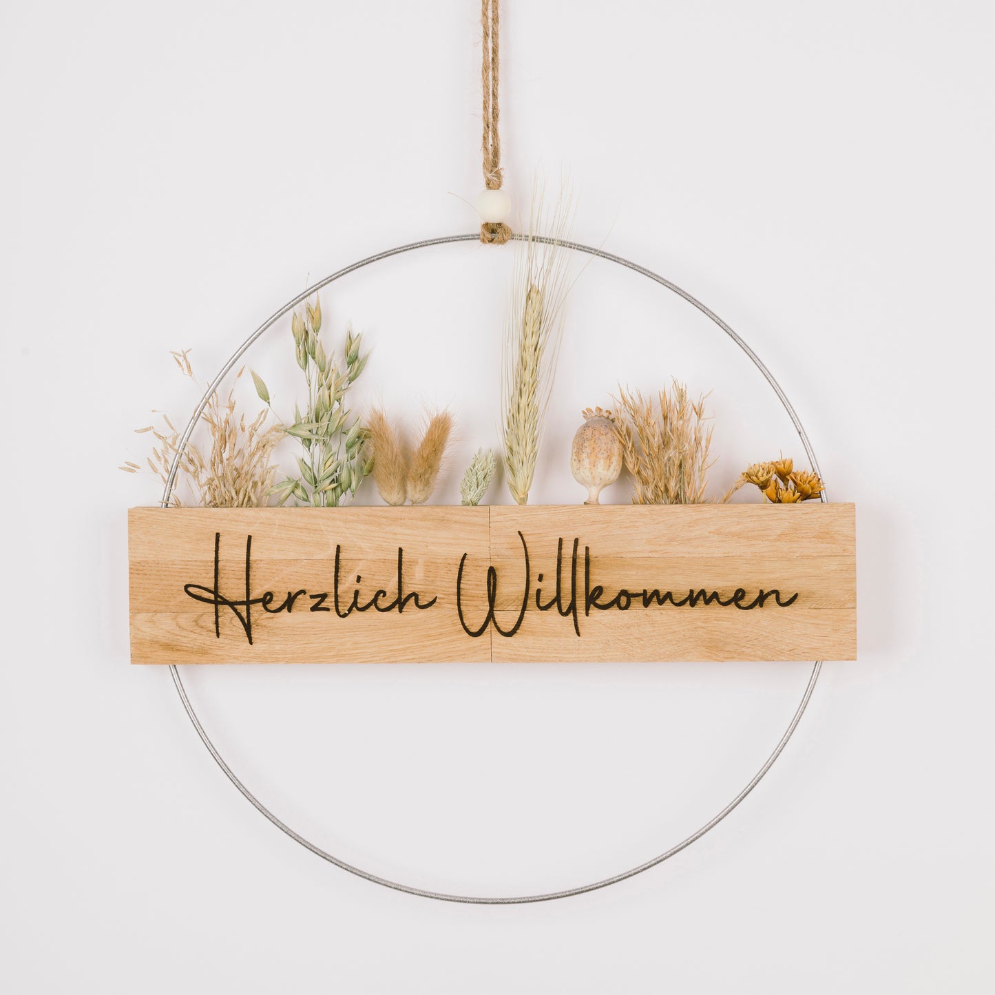 Metallring mit Eichenholz „Hereinspaziert“