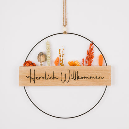 Metallring mit Eichenholz „Hereinspaziert“