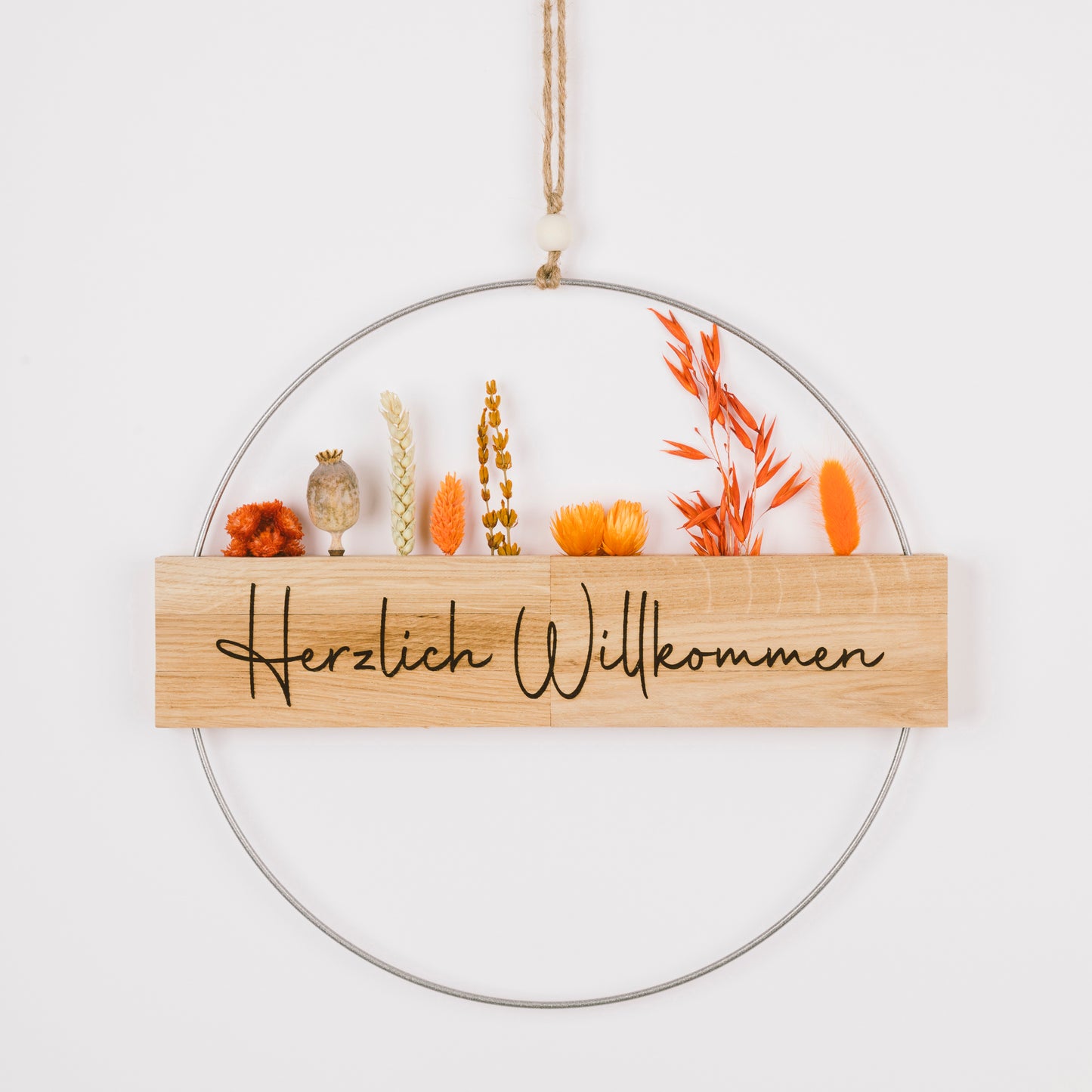 Metallring mit Eichenholz „Hereinspaziert“