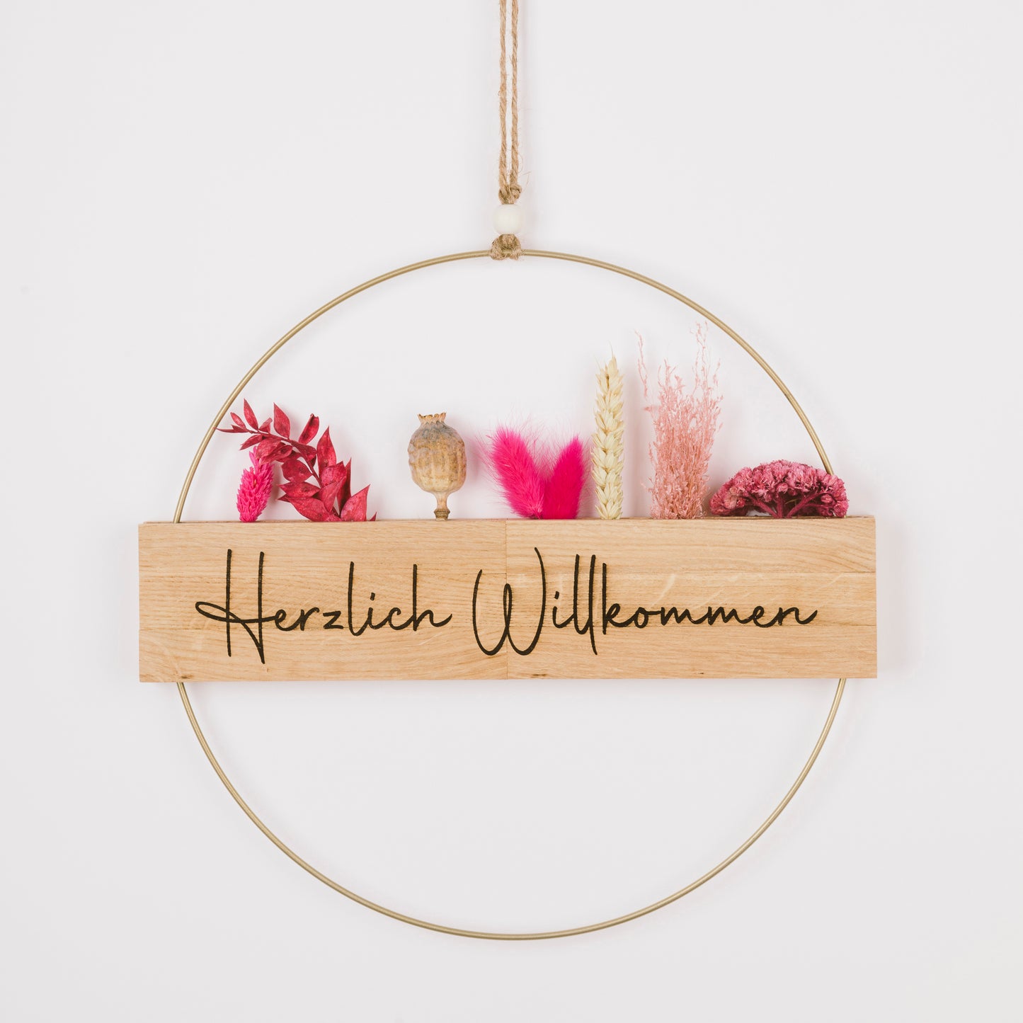 Metallring mit Eichenholz „Hereinspaziert“