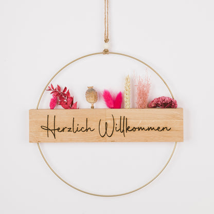 Metallring mit Eichenholz „Hereinspaziert“