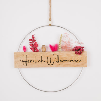 Metallring mit Eichenholz „Hereinspaziert“