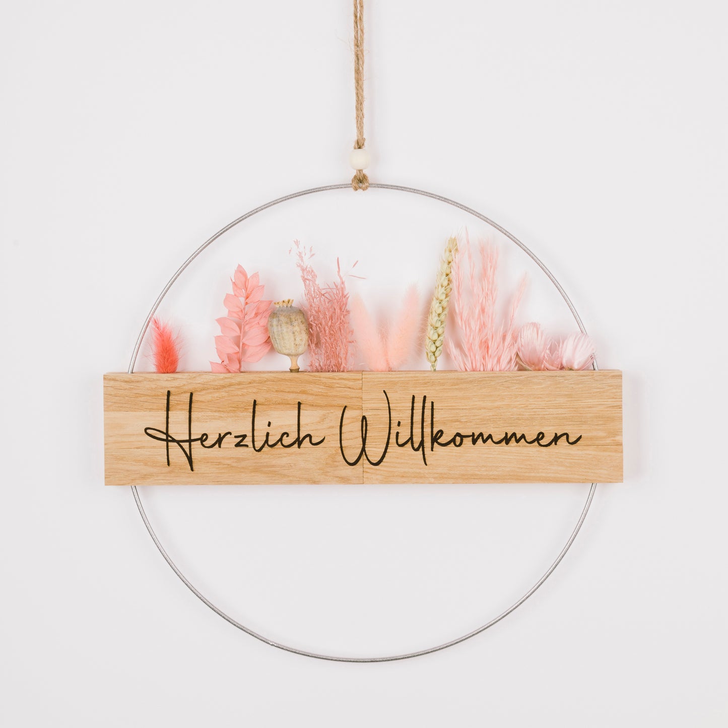 Metallring mit Eichenholz „Hereinspaziert“