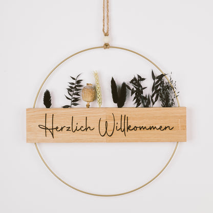 Metallring mit Eichenholz „Hereinspaziert“