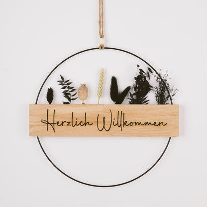 Metallring mit Eichenholz „Hereinspaziert“