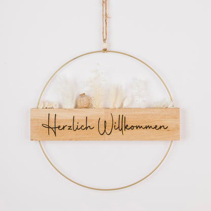 Metallring mit Eichenholz „Hereinspaziert“