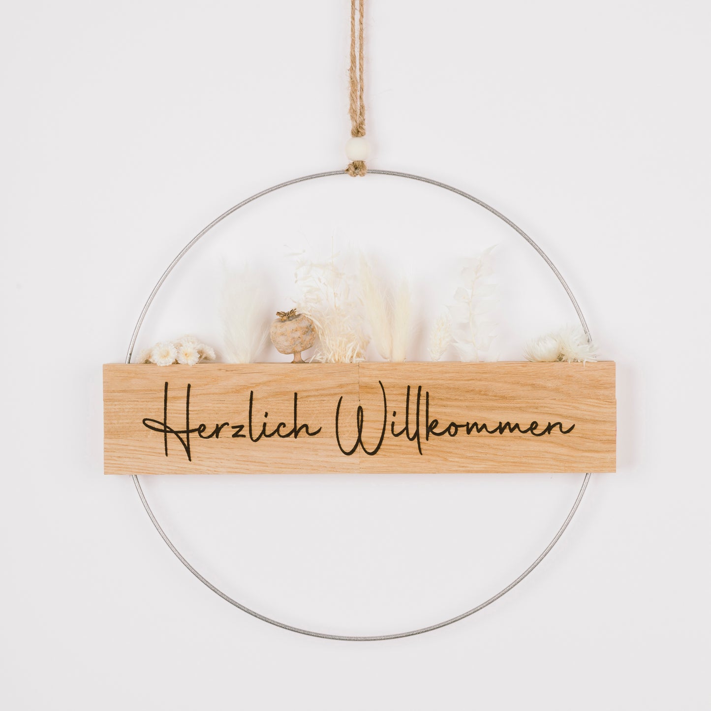 Metallring mit Eichenholz „Hereinspaziert“