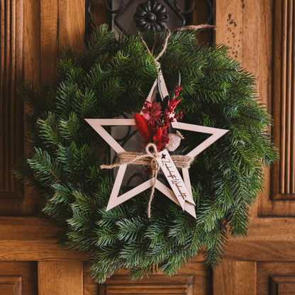 Weihnachtsterne mit Trockenblumen  Pappelsperrholz